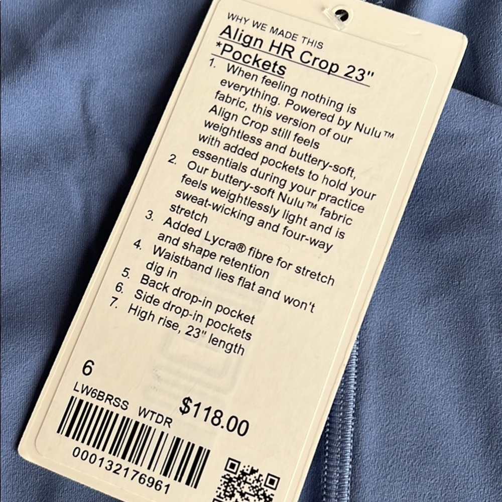 NWT! Lululemon Align Leggings, size 6, color periwinkle - Picture 2 of 2